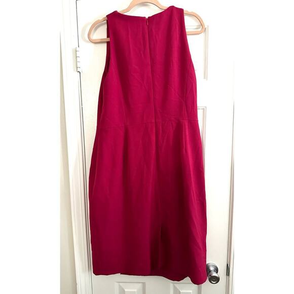 ADRIANNA PAPELL Raspberry Pink Cascading Front Ruffle Sleeveless Dress - Sz 16W - Picture 2 of 4